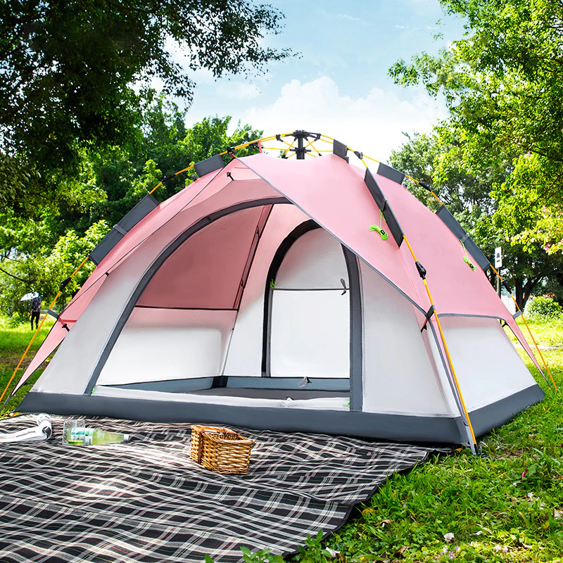 Cheap Goat Tents 4 5 People Large Tent Quick Setup Family Camping Tent Pink And Green Tent Camping Hiking Foldable Folding Tent Double Layer   
